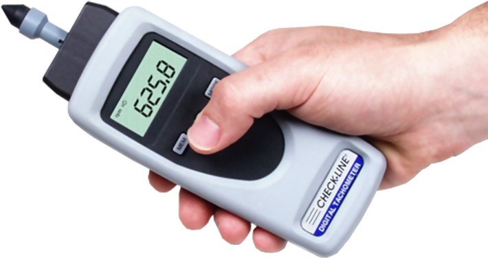Checkline CDT-2000HD Handheld Laser Tachometer, Non-Contact 1.00 - 99,999 rpm / Contact: 1.00 - 19,999 rpm